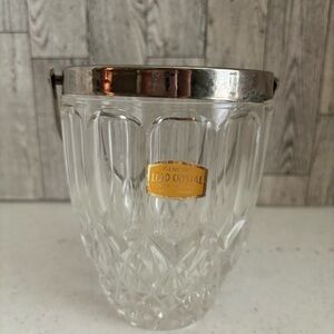 Lead crystal made in England Cut Glass Silver Plated small Ice Bucket With Handl